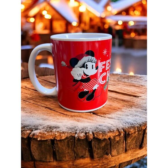 Disney Mickey Mouse Minnie Mouse Festive Cheer Christmas Coffee Tea Mug Holiday! - Picture 2 of 5